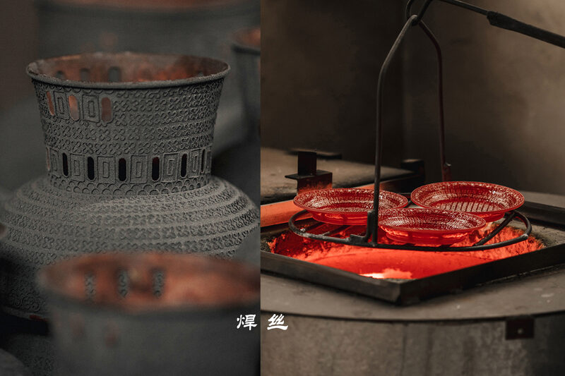 焊丝工序：高温焊接铜丝